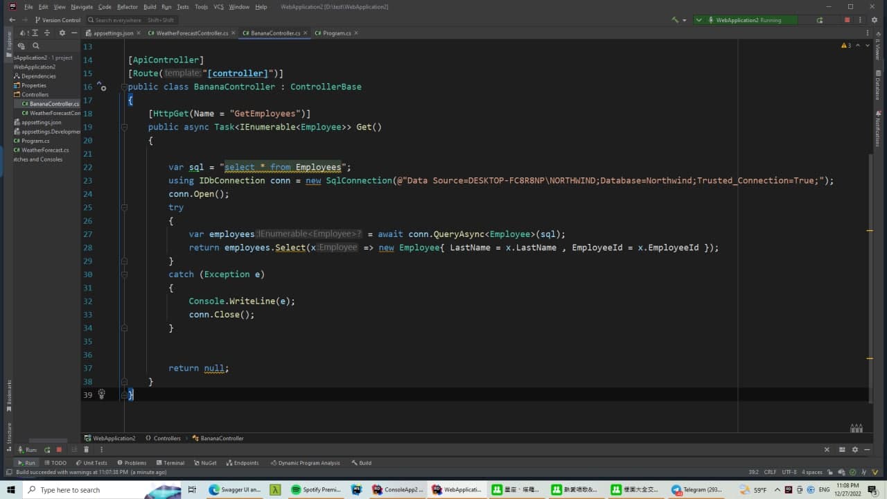 使用dapper撈取本地資料庫的資料
