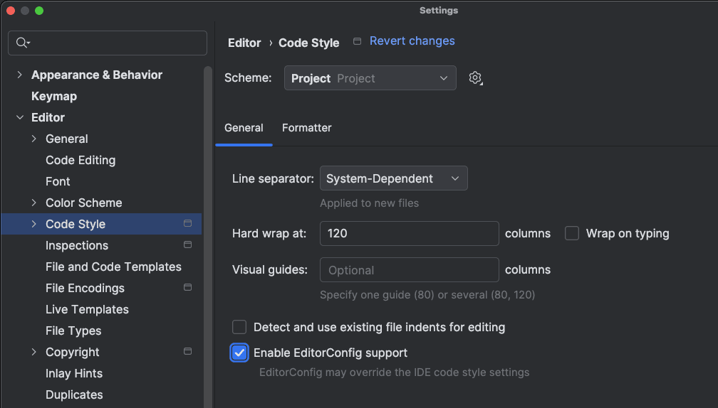 IDE的Tabs and Indents