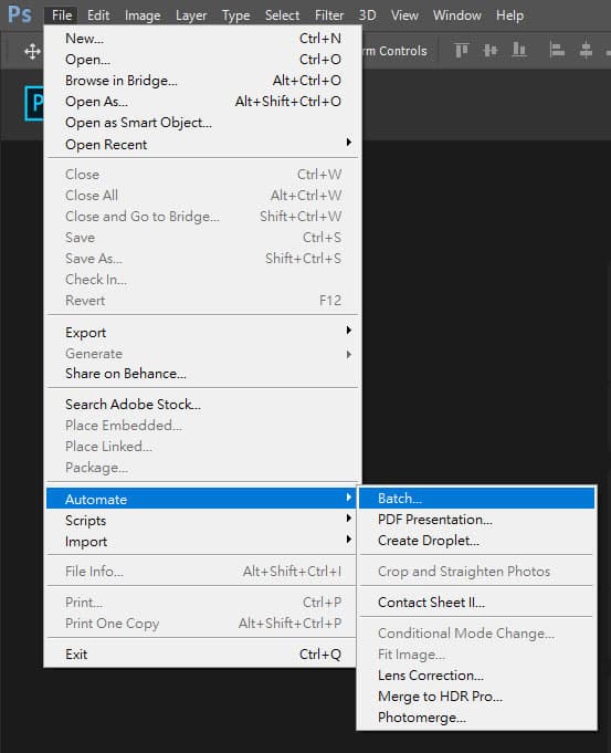 Photoshop圖片批次處理