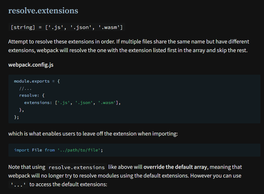 webpack resolve extensions